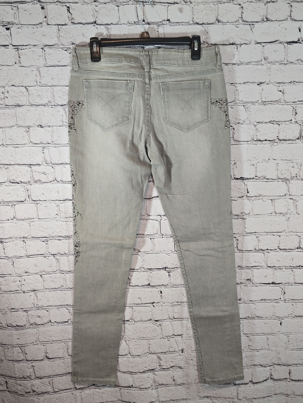Haute Hippie Light Gray Jeans with Crystal Embellishment Size 29 EUC - Picture 7 of 12